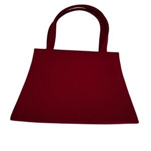 Small Red Satin Evening Clutch/Handbag with Matching Handles and Straps